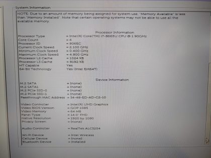 There is 2 tiny pressure marks on the right edge of the screen (View image 9). The corner of the bottom plate is broke off (View image 7). Tested and Working. Boots to the BIOs. May have a few minor cosmetic scratches/scuffs. For your help