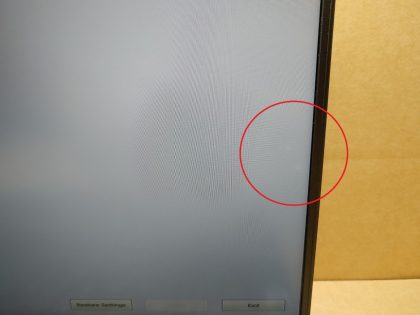 There is 2 tiny pressure marks on the right edge of the screen (View image 9). The corner of the bottom plate is broke off (View image 10). Tested and Working as it should. Boots to the BIOs. May have a few minor cosmetic scratches/scuffs. For your help