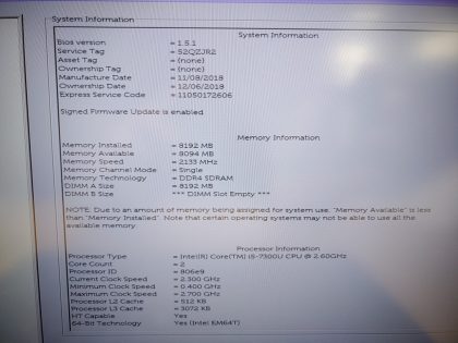 we have added actual images to this listing of the Dell Latitude you would receive. **NO POWER ADAPTER / NO SSD or HDD/ NO OS/ NO BATTERY or CABLE**Item Specifics: MPN : Latitude 7490UPC : N/AType : LaptopBrand : DellProduct Line : LatitudeModel : Latitude 7490Operating System : N/AScreen Size : 14-inch FHDProcessor Type : Intel Core i5-7300U 7th GenProcessor Speed : 2.60GHzGraphics Processing Type : Intel(R) Kabylake GraphicsMemory : 8GBHard Drive Capacity : N/A - 5