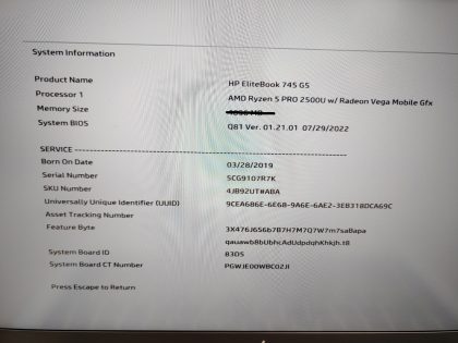 we have added actual images to this listing of the HP EliteBook you would receive. **NO POWER ADAPTER / NO SSD or HDD/CADDY/CABLE  / NO OS / NO RAM**Item Specifics: MPN : EliteBook 745 G5UPC : N/AType : LaptopBrand : HPProduct Line : EliteBookModel : EliteBook 745 G5Operating System : N/AScreen Size : 14-inchProcessor Type : AMD Ryzen 5 PRO 2500UProcessor Speed : 2.00GHzGraphics Processing Type : AMD Radeon(TM) Vega 8 GraphicsMemory : N/AHard Drive Capacity : N/A - 5