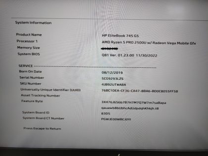we have added actual images to this listing of the HP EliteBook you would receive. **NO POWER ADAPTER / NO SSD or HDD/CADDY/CABLE  / NO OS / NO RAM**Item Specifics: MPN : EliteBook 745 G5UPC : N/AType : LaptopBrand : HPProduct Line : EliteBookModel : EliteBook 745 G5Operating System : N/AScreen Size : 14-inchProcessor Type : AMD Ryzen 5 PRO 2500UProcessor Speed : 2.00GHzGraphics Processing Type : AMD Radeon(TM) Vega 8 GraphicsMemory : N/AHard Drive Capacity : N/A - 5