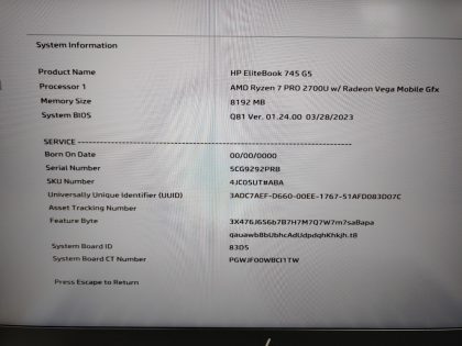 we have added actual images to this listing of the HP EliteBook you would receive. **NO POWER ADAPTER / NO SSD or HDD/CADDY/CABLE  / NO OS / NO RAM**Item Specifics: MPN : EliteBook 745 G5UPC : N/AType : LaptopBrand : HPProduct Line : EliteBookModel : EliteBook 745 G5Operating System : N/AScreen Size : 14-inchProcessor Type : AMD Ryzen 7 PRO 2700UProcessor Speed : 2.20GHzGraphics Processing Type : AMD Radeon(TM) Vega 10 GraphicsMemory : N/AHard Drive Capacity : N/A - 5
