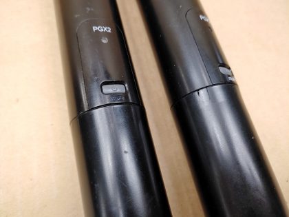 Tested for power on only. There is some writing engraved on the upper portion of the microphones. There is some hariline cracks around the top of the piece that screws on over the battery compartment. **NO AA BATTERIES INCLUDED**Item Specifics: MPN : PGX2 H6UPC : N/ABrand : SHUREType : Wireless MicrophoneModel : PGX2 H6 524-542MHzConnectivity : WirelessForm Factor : Hand Held / Stand Held - 5