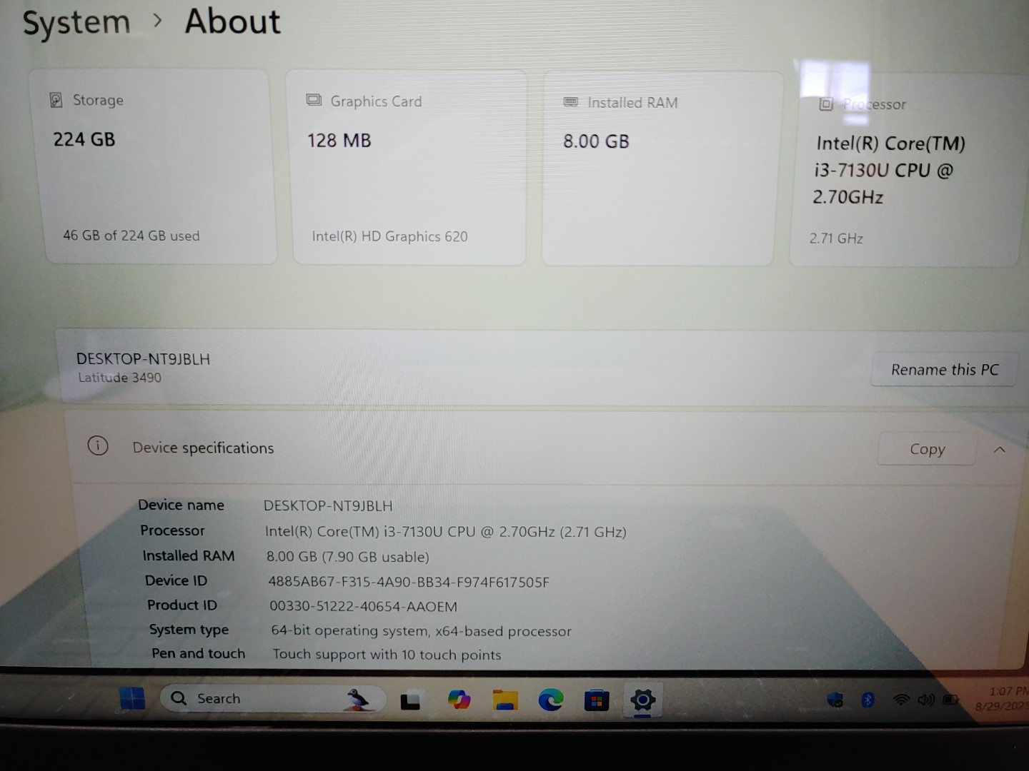 Dell Latitude 3490 14" Touch i3-7130U✔8GB✔240GB SSD✔Win11Pro✔ *NO A/C* **READ** - Image 9