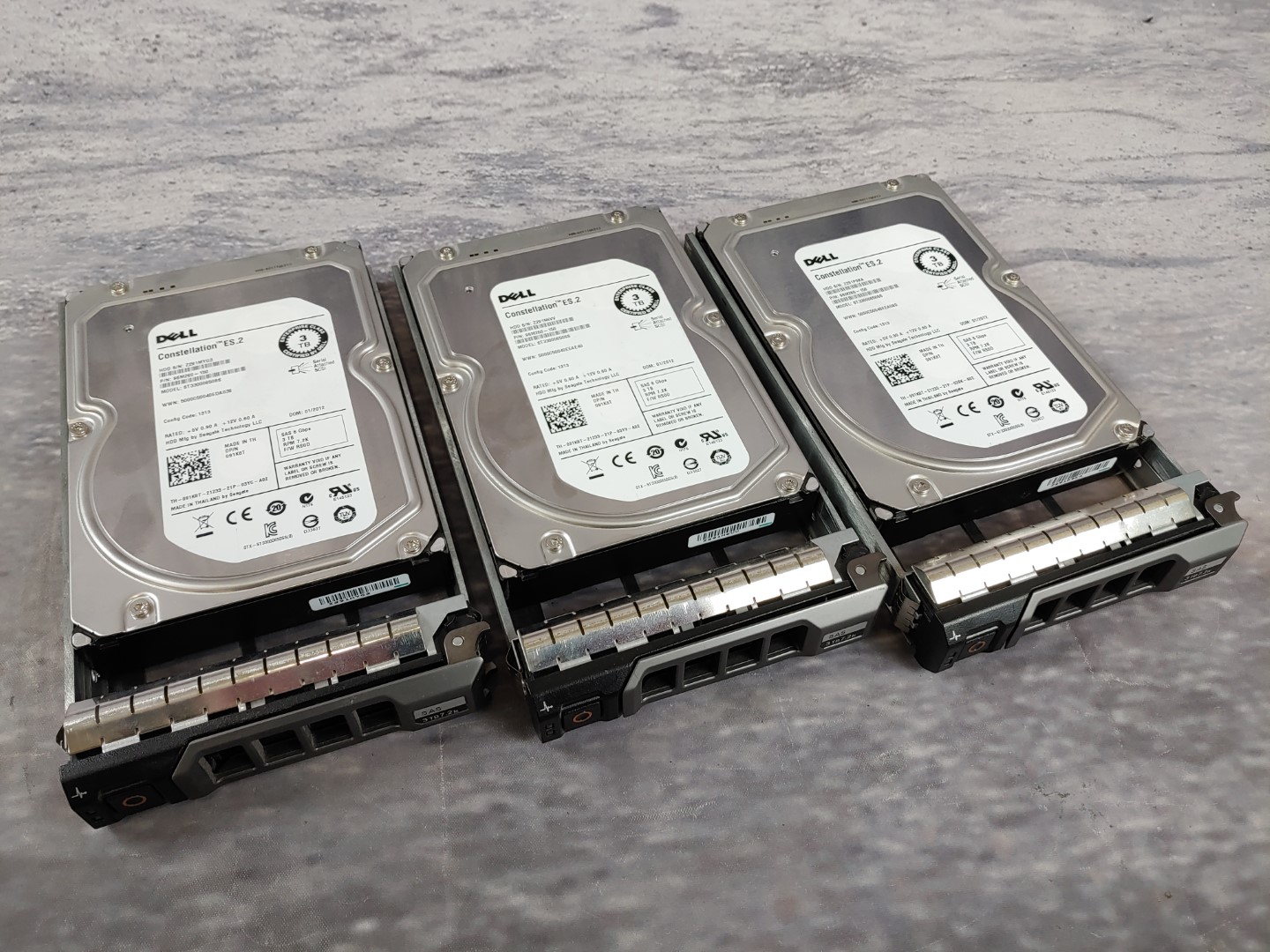 LOT of 3 - DELL ST33000650SS 3TB 7.2K 3.5'' SAS 6Gbps Hard Drives W/TRAY | 91K8T