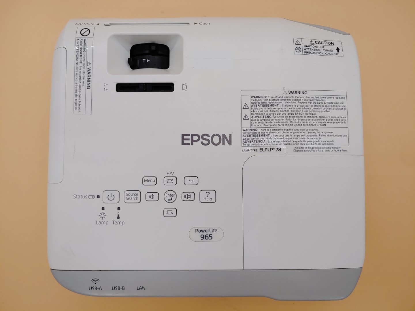 Epson PowerLite 965 H583A XGA 3LCD HDMI 3,500 ANSI Lumen Projector (898 HOURS) - Image 8