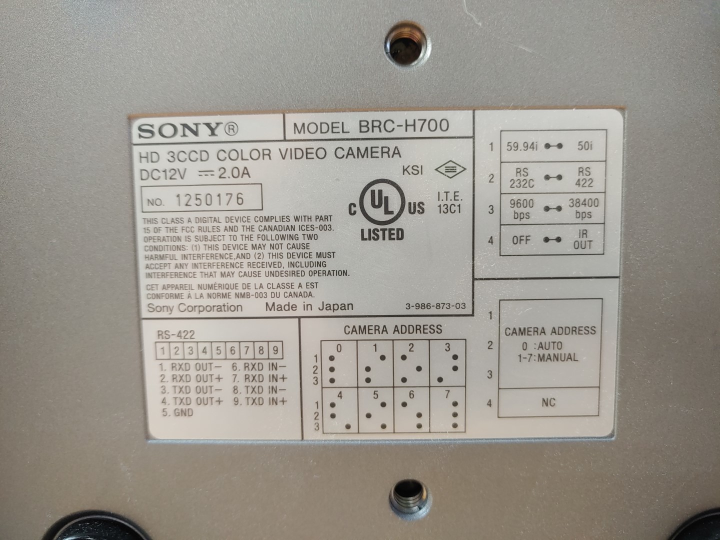 Sony BRC-H700 HD 3CCD Color Video Camera PTZ w/ Carl Zeiss Lens + HFBK-HD1 Card✔ - Image 7