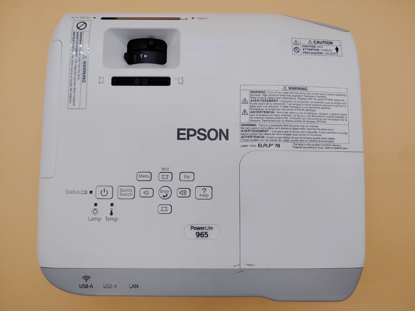 Epson PowerLite 965 H583A XGA 3LCD HDMI 3,500 ANSI Lumen Projector (2843 HOURS) - Image 8