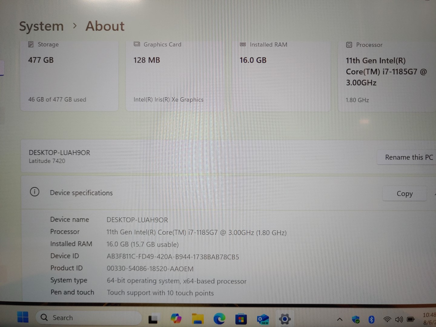 Dell Latitude 7420 14-inch Touch i7-1185G7✔16GB RAM✔512GB SSD✔Win11Pro✔ *NO A/C* - Image 9