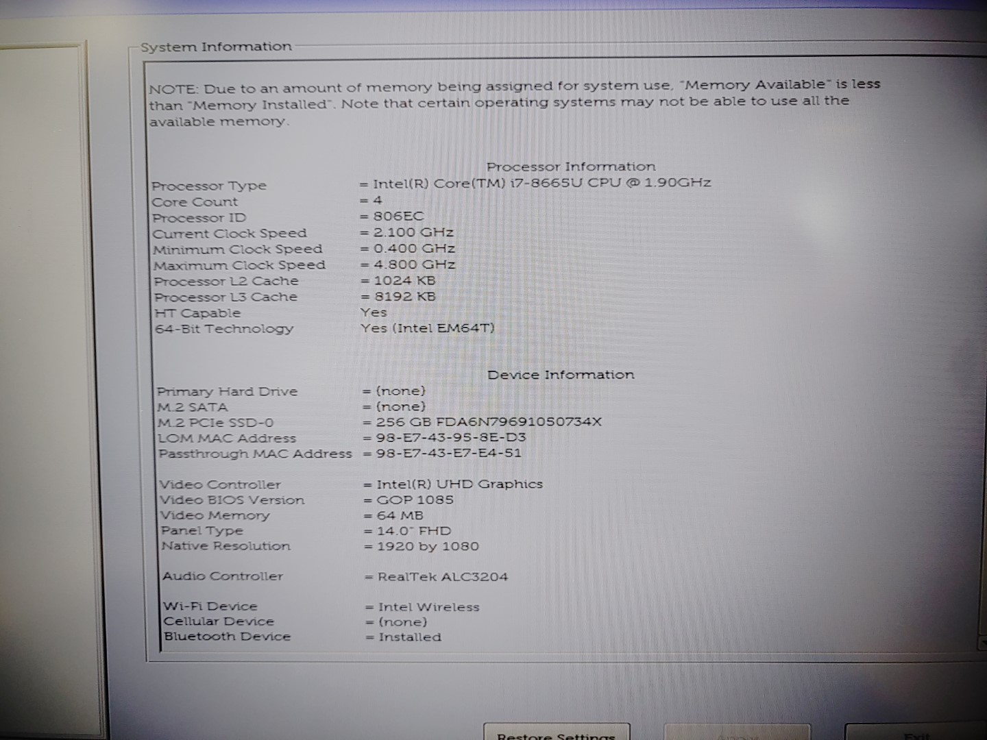 Dell Latitude 5400 14" Intel i7-8665U✔16GB✔256GB✔ *NO OS/NO AC* ****READ**** - Image 11