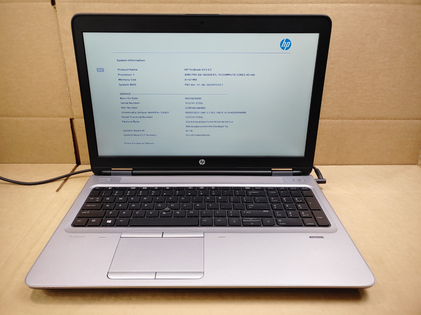 HP ProBook 655 G3 15.6" AMD PRO A8-9600B R5✔*NO RAM/HDD/BATT/AC* *READ*