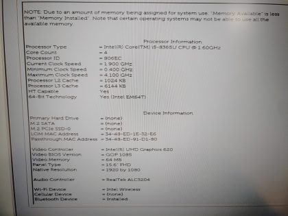 Dell Latitude 5500 15.6" i5-8365U✔ *NO SSD/NO RAM/NO BATT/NO AC* **READ**** - Image 11