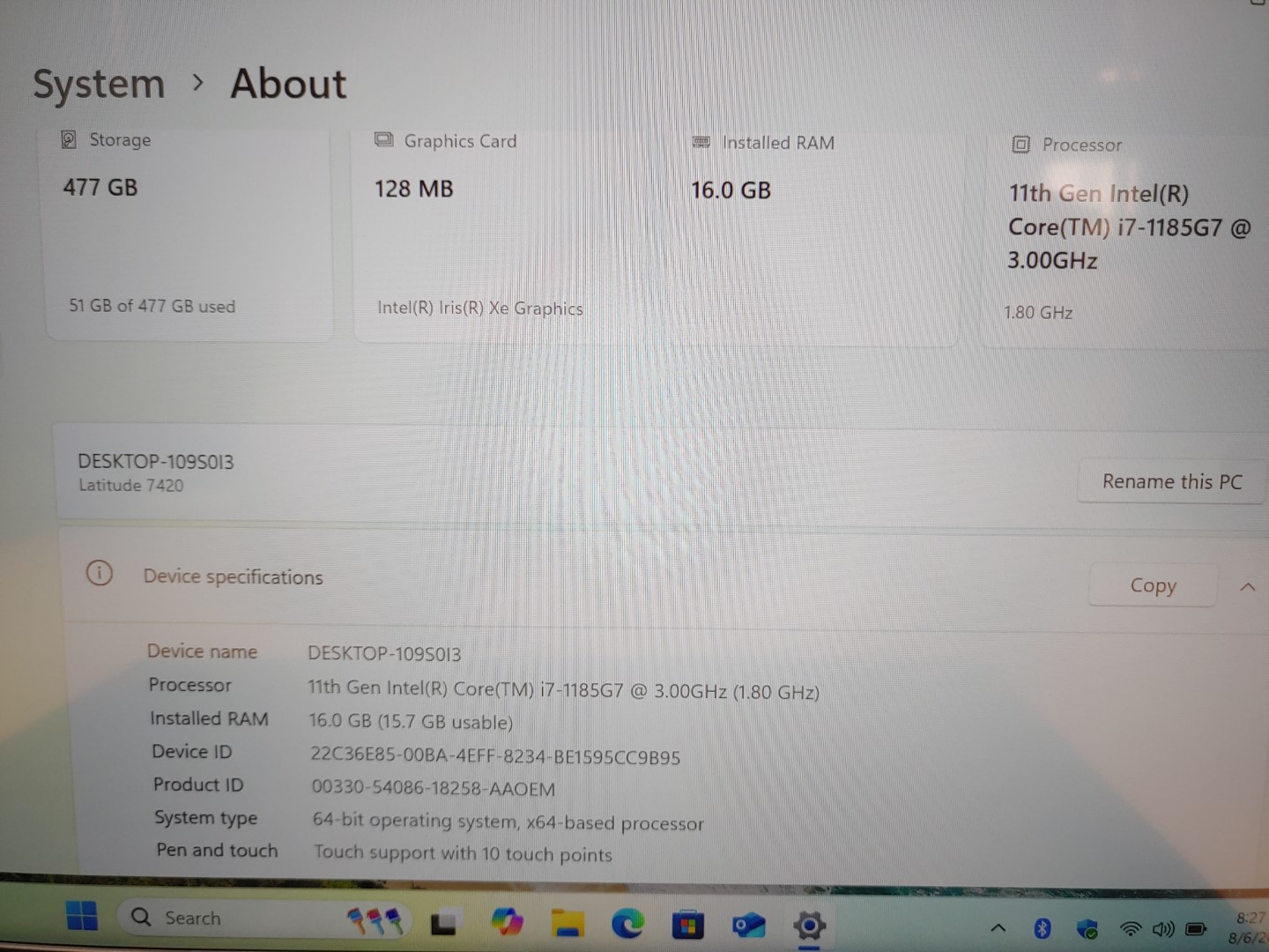 Dell Latitude 7420 14" Touch i7-1185G7✔16GB✔512GB SSD✔Win11Pro✔ *NO A/C* *READ** - Image 10