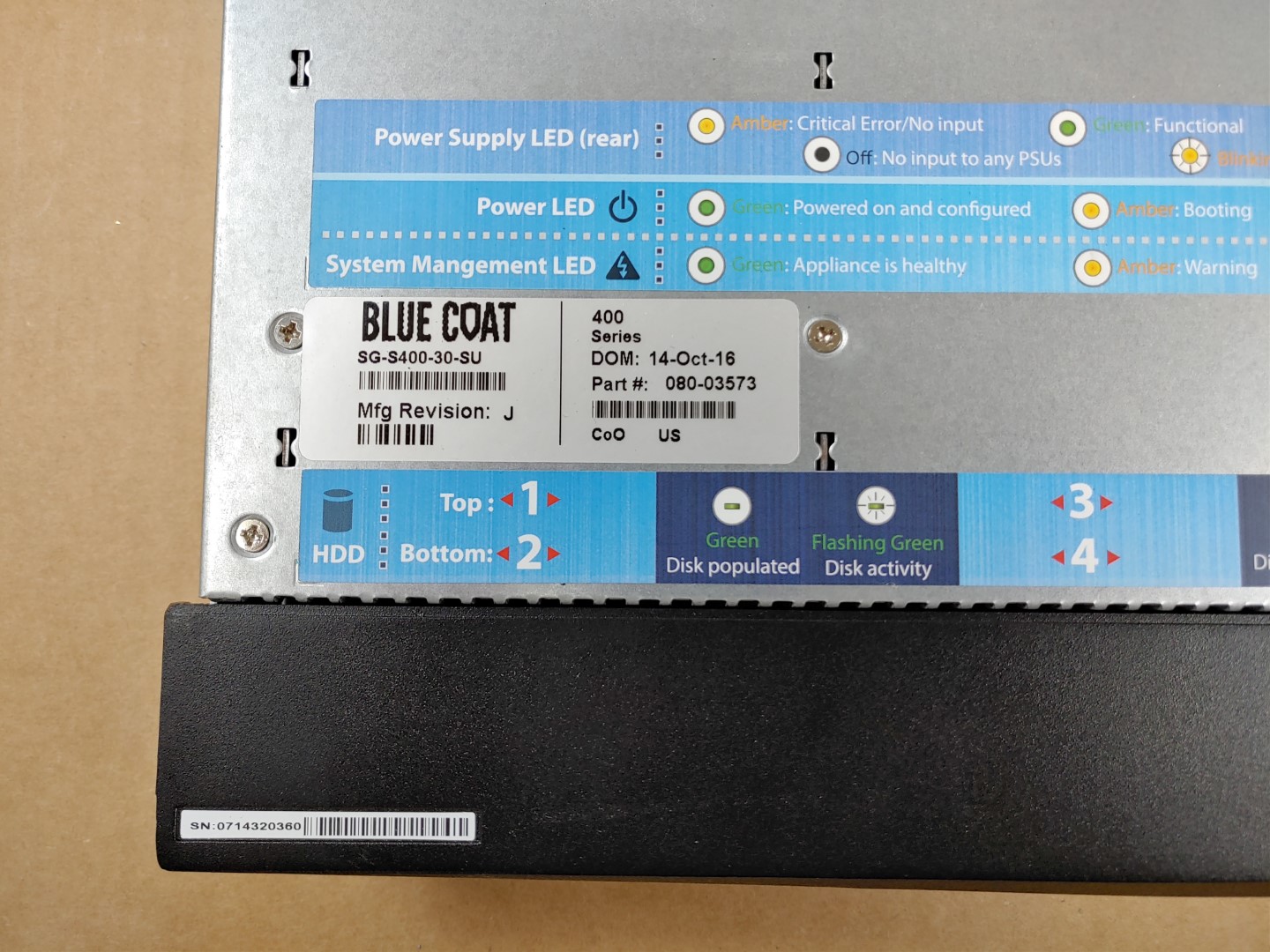 BLUE COAT 400-SERIES SG-S400-30-SU 080-03573 SECURITY APPLIANCE *NO HARD DRIVES* - Image 5