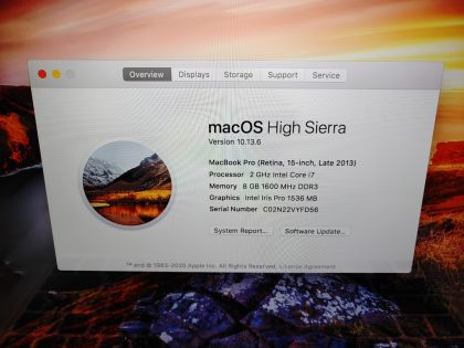Apple MacBook Pro 15" Retina 2013 Intel i7 2.0GHz✔8GB✔256GB✔ME293LL/A✔ *NO A/C* - Image 8