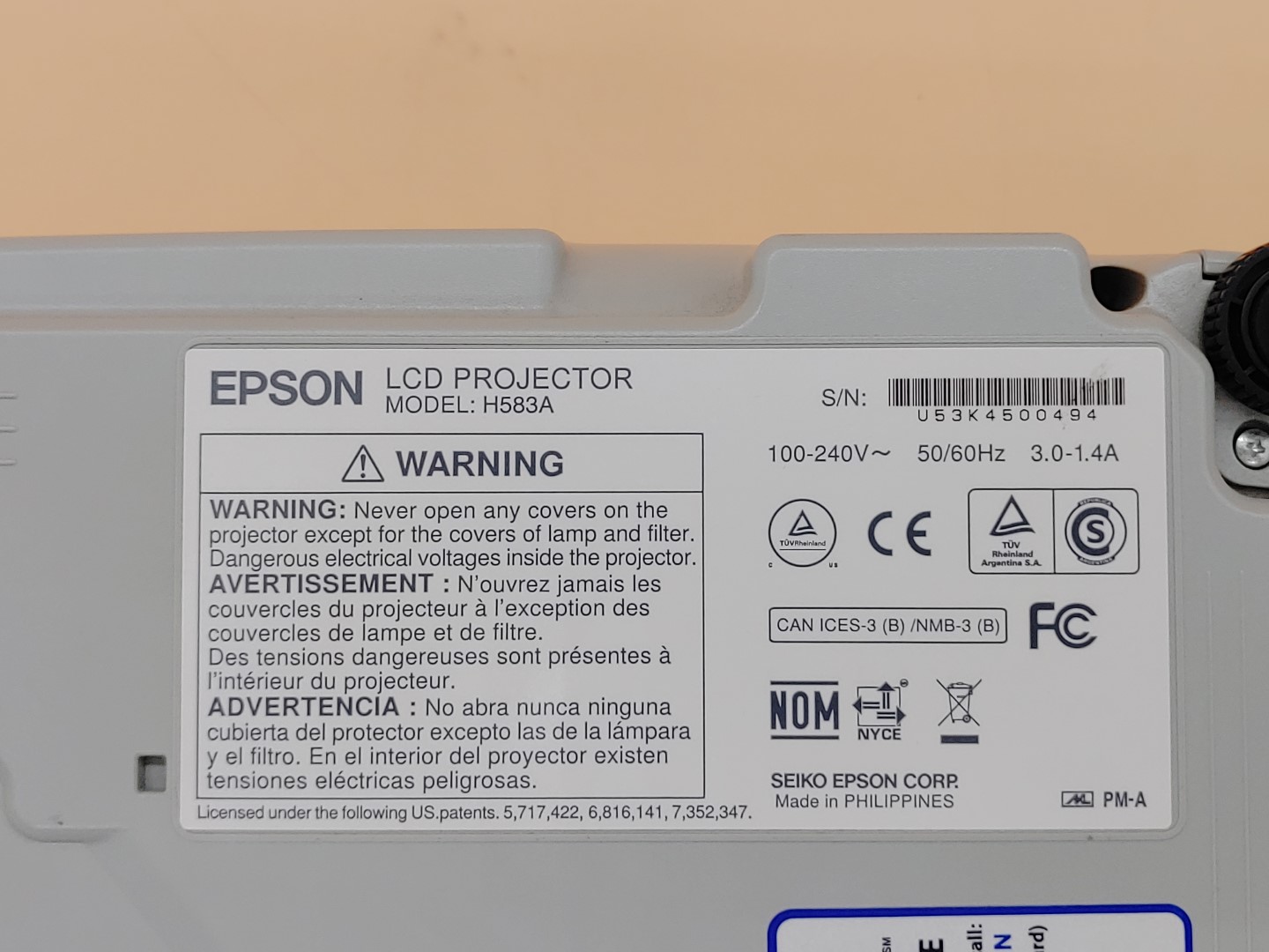 Epson PowerLite 965 H583A XGA 3LCD HDMI 3,500 ANSI Lumen Projector (898 HOURS) - Image 10