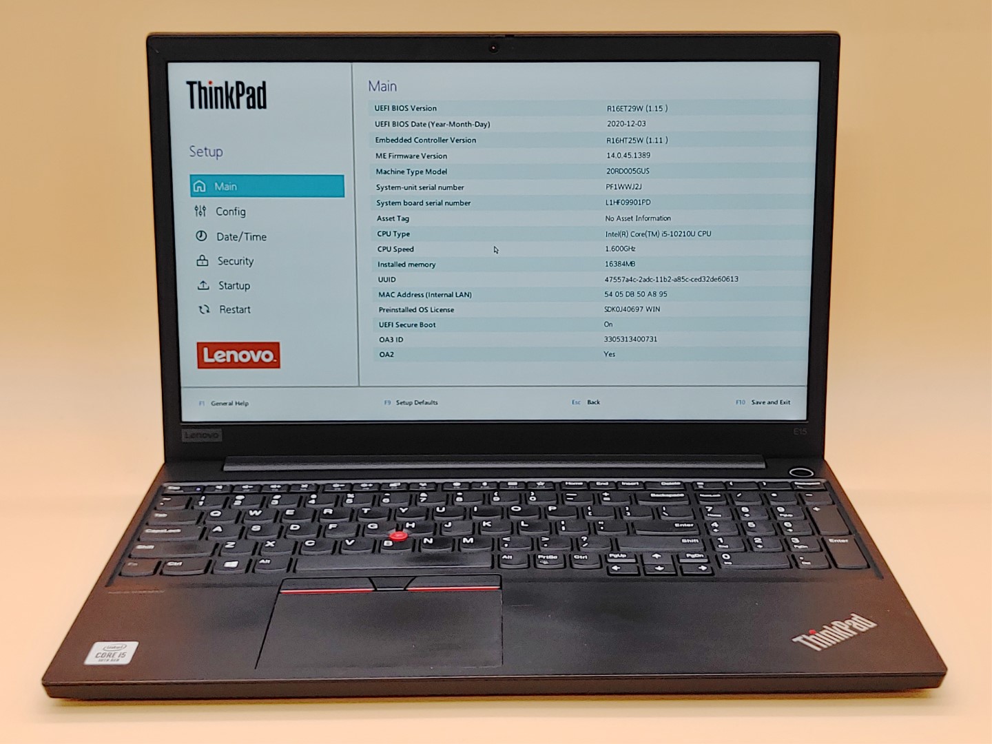 Lenovo ThinkPad E15 15.6" Intel i5-10210U✔16GB✔ *NO SSD/NO AC* **READ**