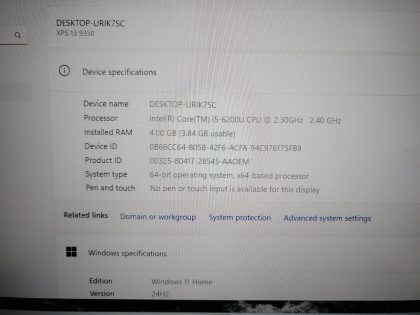 Dell XPS 13 9350 13.3" Intel i5-6200U✔4GB RAM✔128GB SSD✔Win11✔ *NO A/C* **READ** - Image 8