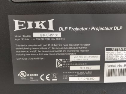 EIKI EIP-UHS100 1-Chip DLP WUXGA 8000 Lumens Large-Venue Projector 1080/1080 HRS - Image 7