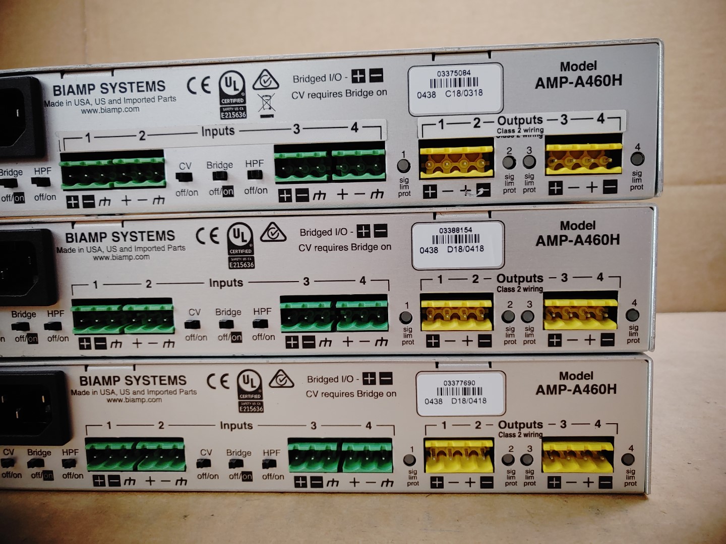 LOT of (3) Biamp AMP-A460H 4-Channel 60W Power Amplifier *UNTESTED/AS-IS* *READ* - Image 7