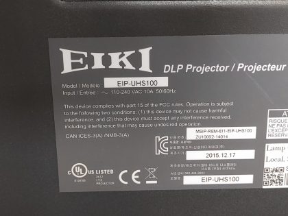EIKI EIP-UHS100 1-Chip DLP WUXGA 8,000 Lumens Venue Projector *BAD LENS* *READ* - Image 7