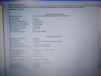 Dell Latitude 5480 14" i5-7300U✔8GB RAM✔256GB SSD✔ *NO BATT/NO OS/NO AC* *READ* - Image 11