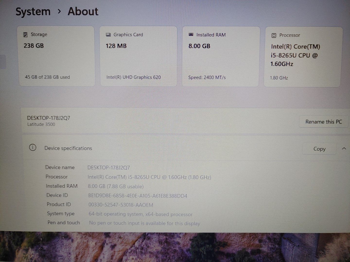 Dell Latitude 3500 15.6" Intel i5-8265U✔8GB RAM✔256GB SSD✔Win11Pro✔ **NO A/C** - Image 9