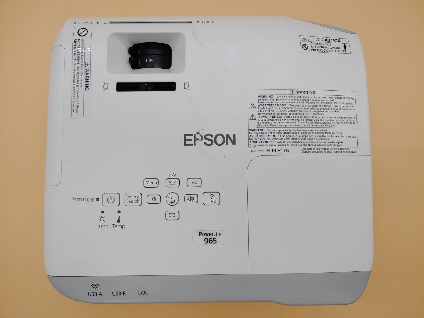 Epson PowerLite 965 H583A XGA 3LCD HDMI 3,500 ANSI Lumen Projector (1404 HOURS) - Image 8