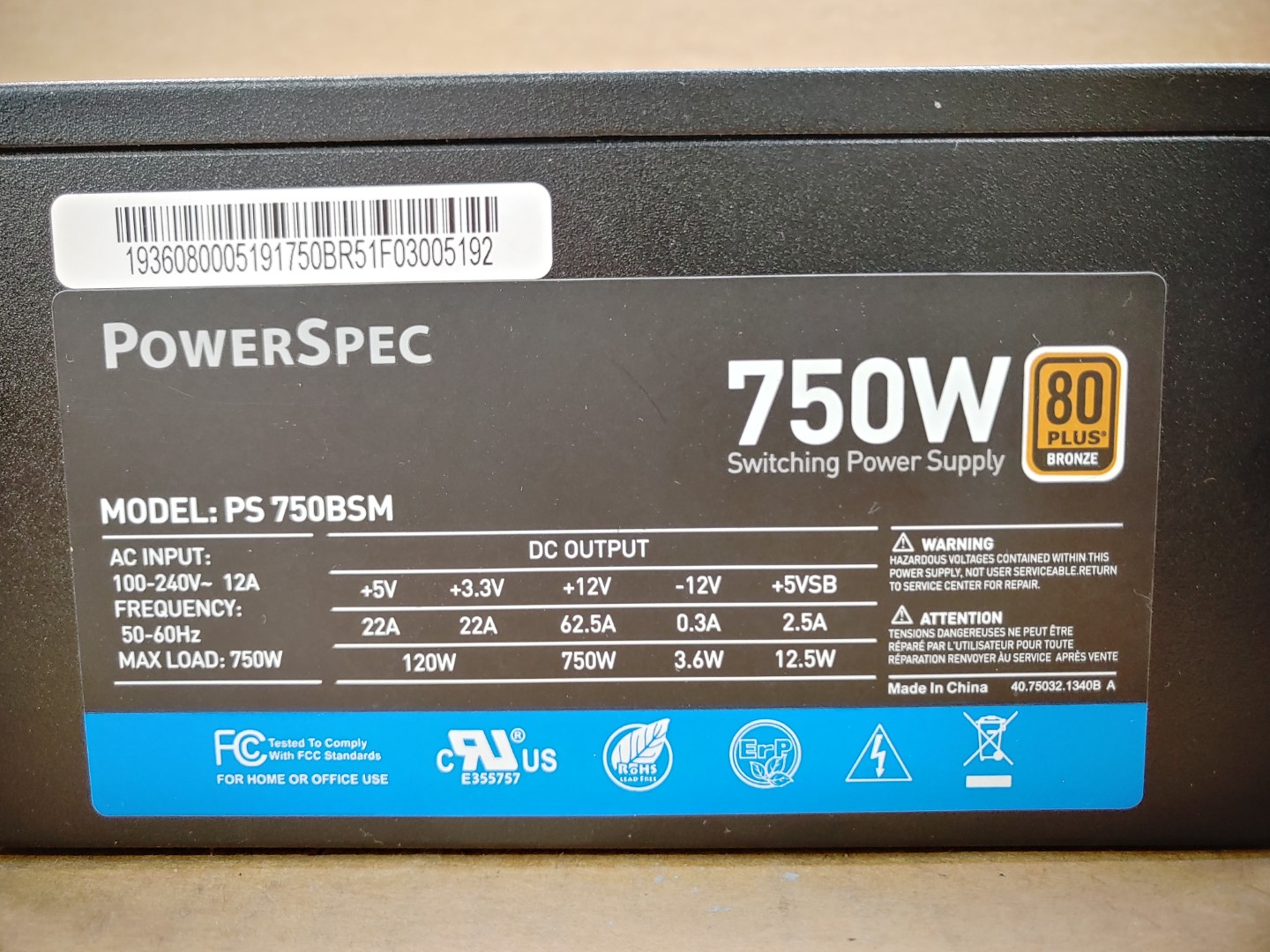 PowerSpec PS750BSM 750W 80+ Bronze 4x PCIE Semi-Modular Gaming PC ATX12V PSU ✔✔✔ - Image 9