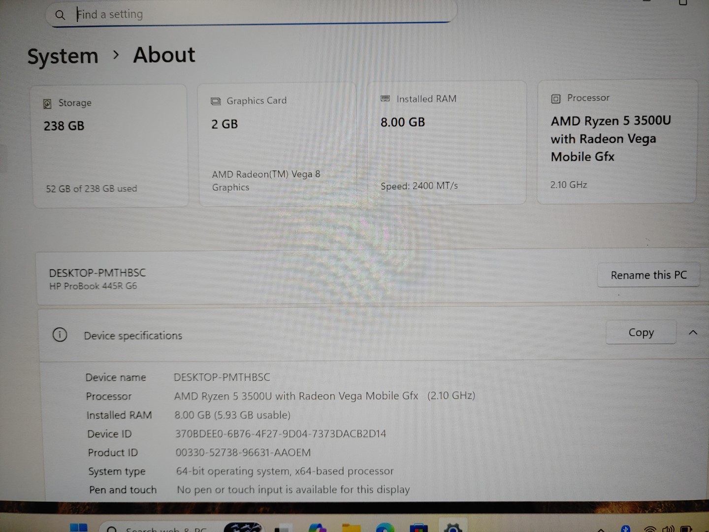 HP ProBook 445R G6 14" AMD Ryzen 5 3500U✔8GB✔256GB✔Win11Pro✔ *NO A/C* ***READ*** - Image 10