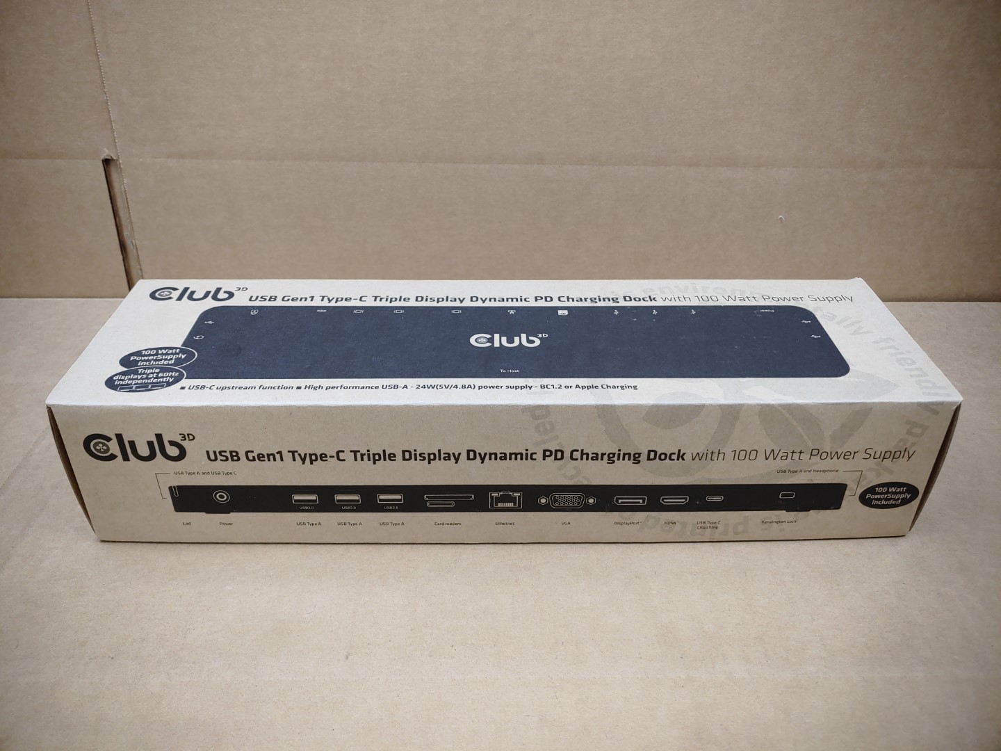 Club3D 3D USB 3.2 GEN1 Type-C Triple Display Dynamic 100W PD Charging Dock ✔✔✔