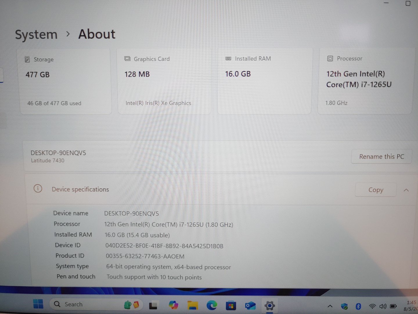 Dell Latitude 7430 Touch Intel i7-1265U✔16GB RAM✔512GB SSD✔Win11Pro✔ *NO A/C* - Image 9