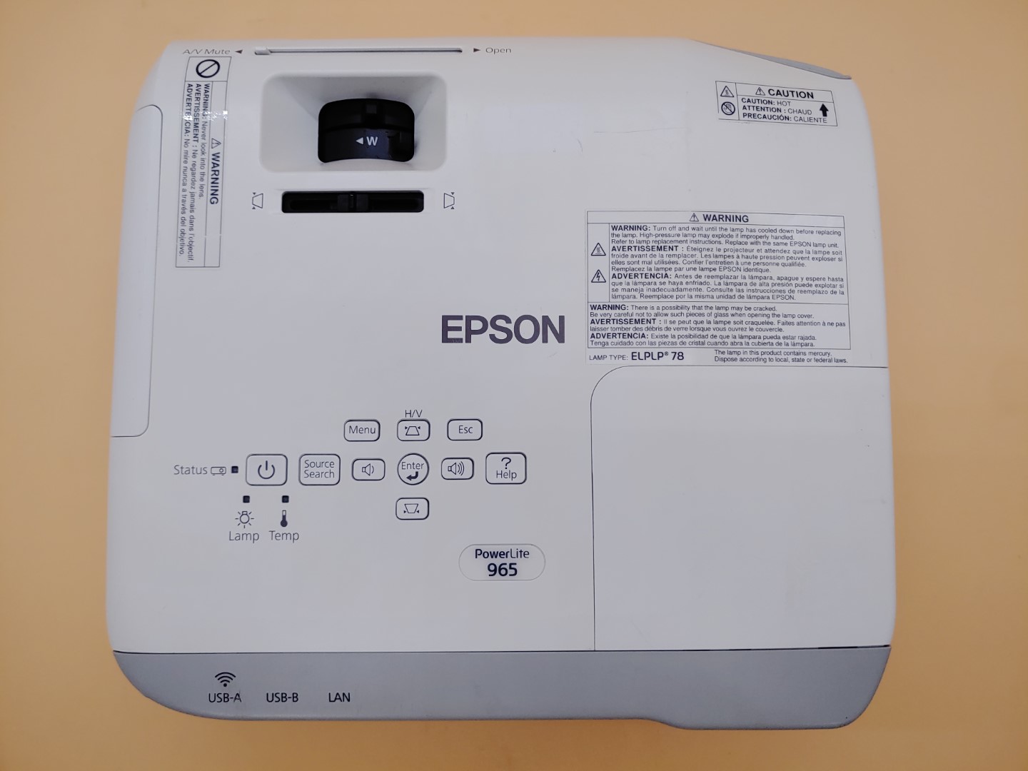 Epson PowerLite 965 H583A XGA 3LCD HDMI 3,500 ANSI Lumen Projector (2061 HOURS) - Image 8