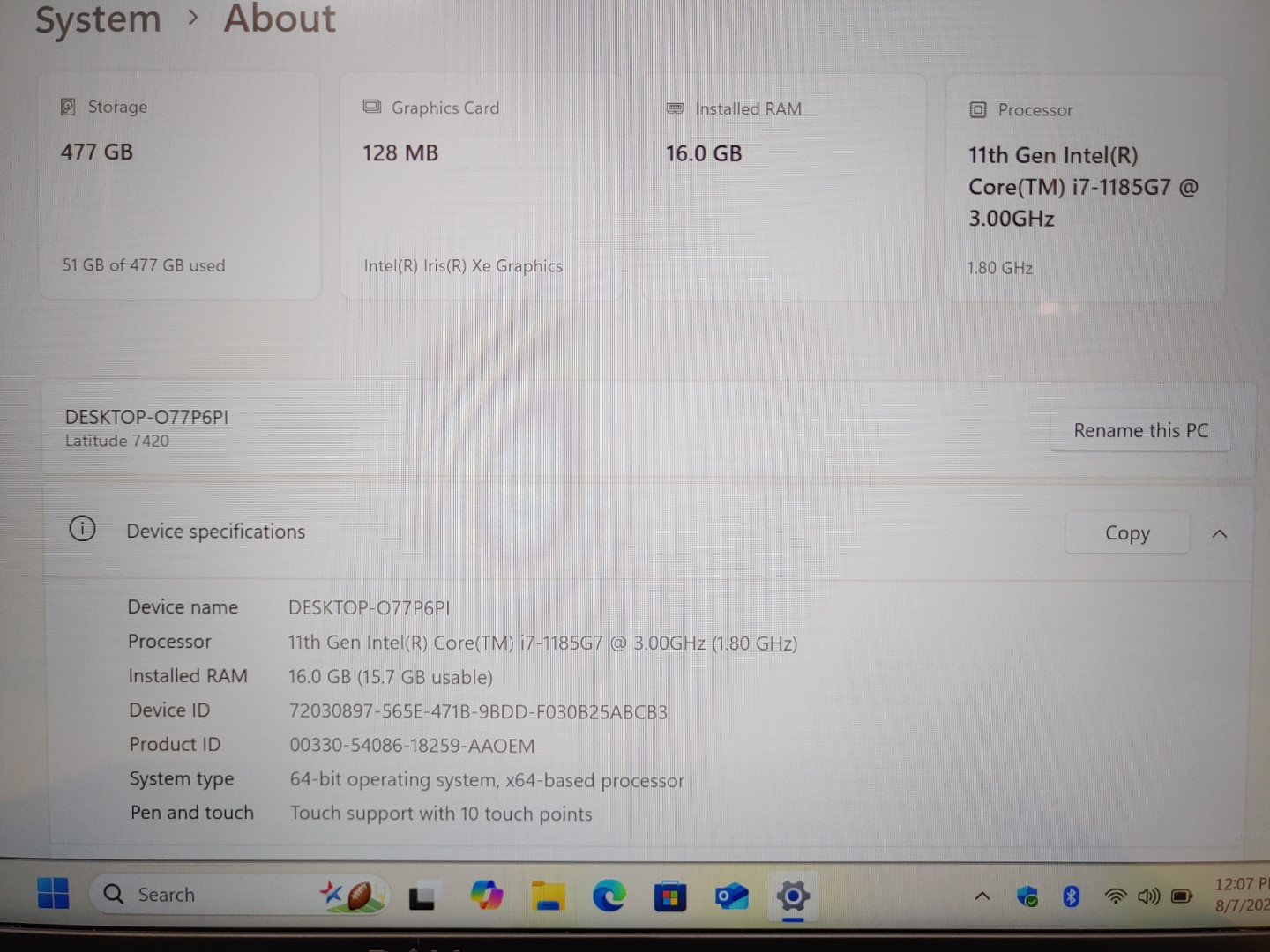 Dell Latitude 7420 14" i7-1185G7✔16GB✔512GB NVMe✔Win11Pro✔ *NO A/C* **READ**** - Image 10