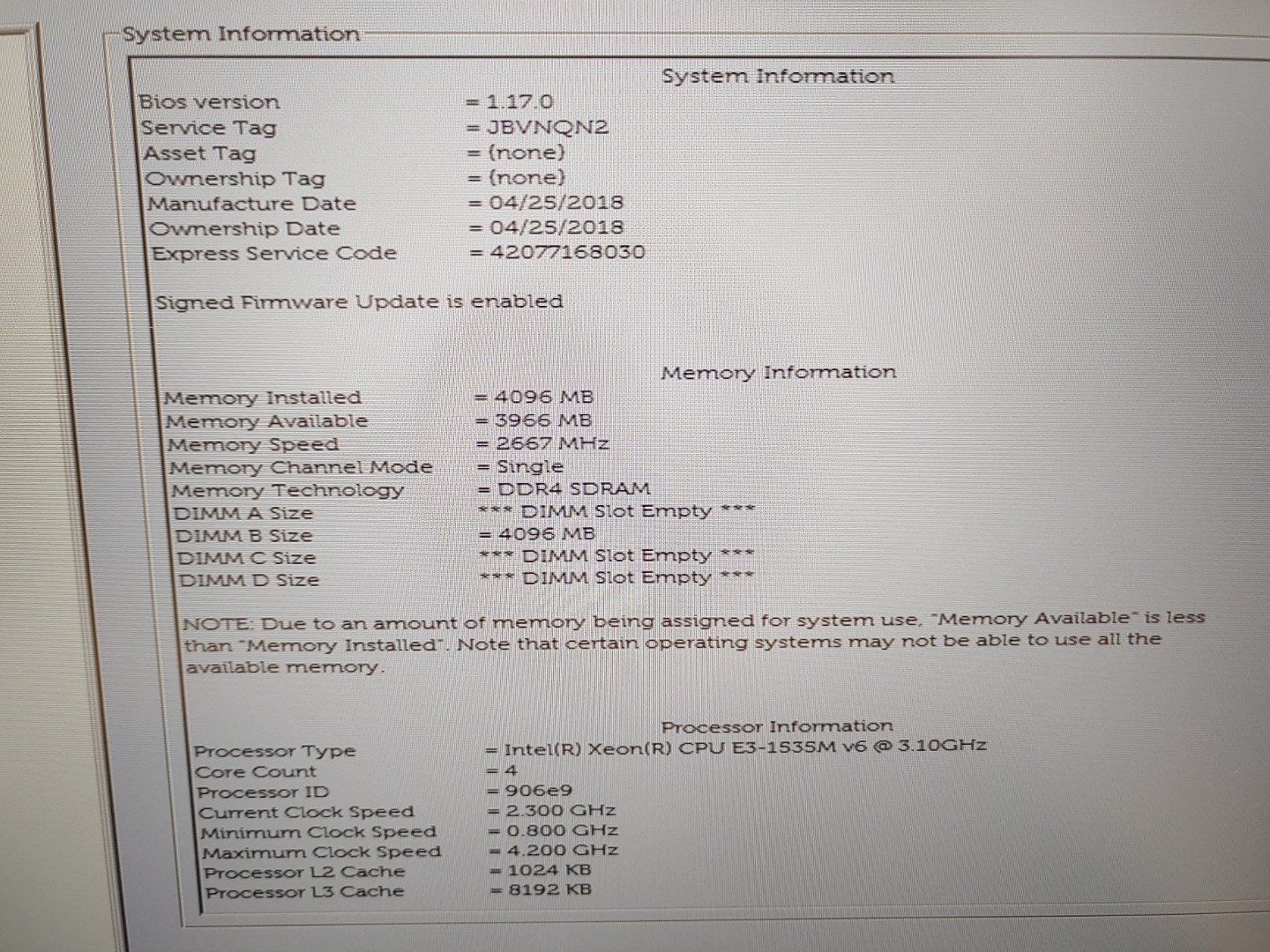 Dell Precision 7520 15.6" Xeon E3-1535M v6✔4GB✔*NO SSD/NO BATT/NO AC* ***READ*** - Image 10