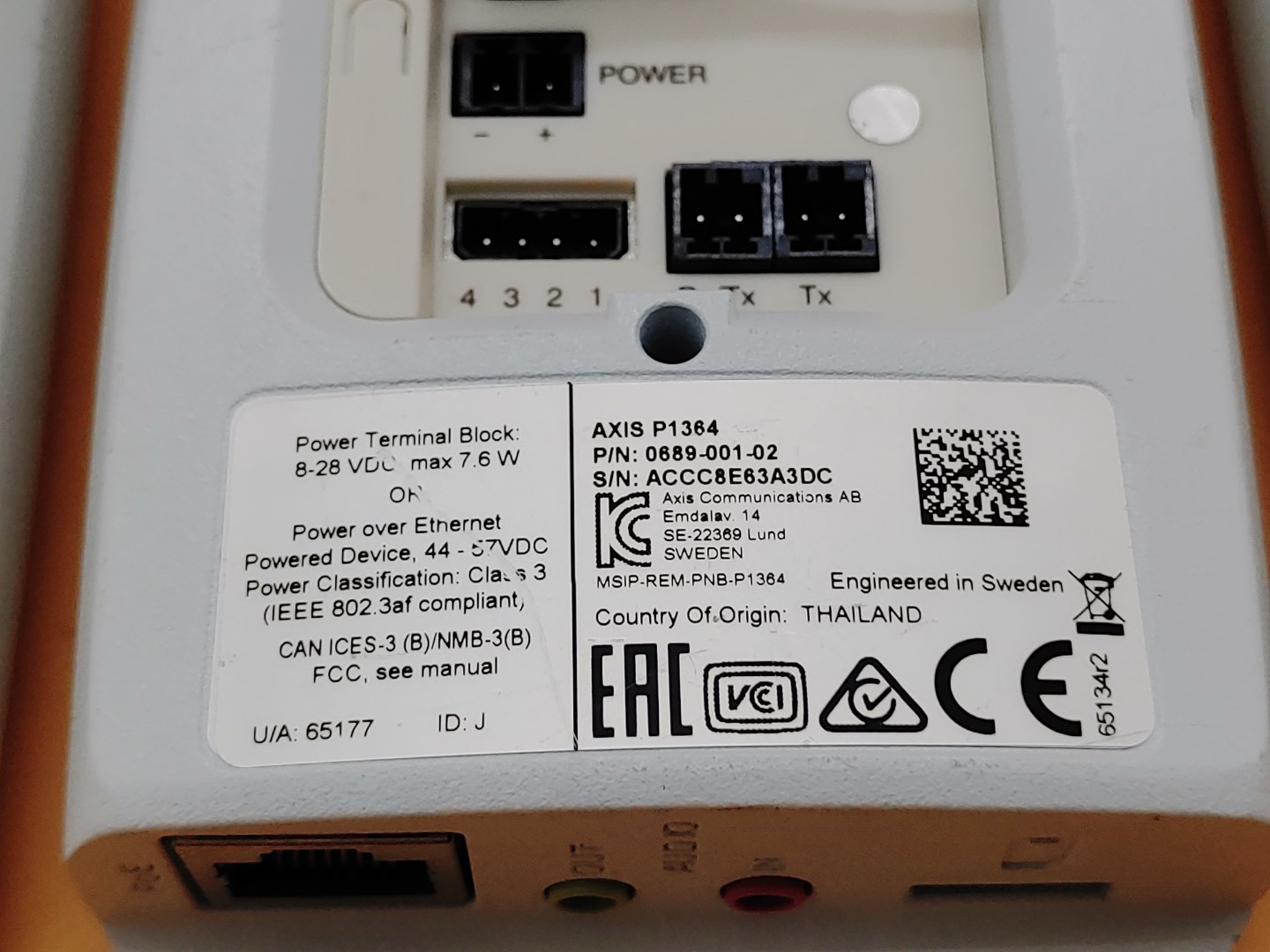 LOT of (3) AXIS P1364 720P Indoor Bullet IP Camera 0689-001-02 *UNTESTED/AS-IS* - Image 10