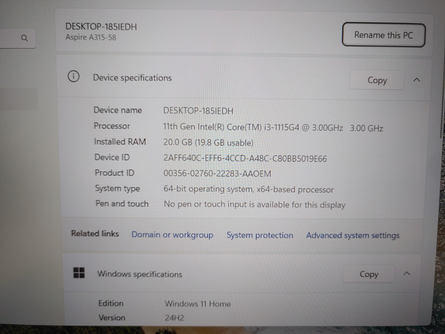 Acer Aspire 3 A315-58 15.6" Intel i3-1115G4✔20GB✔1TB NVMe SSD✔Win11Home✔*NO A/C* - Image 8