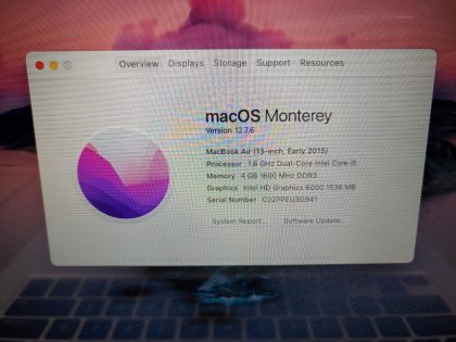 Apple MacBook Air 13" 2015 Intel i5 1.6GHz✔4GB✔256GB SSD✔Monterey✔A1466✔*NO A/C* - Image 9