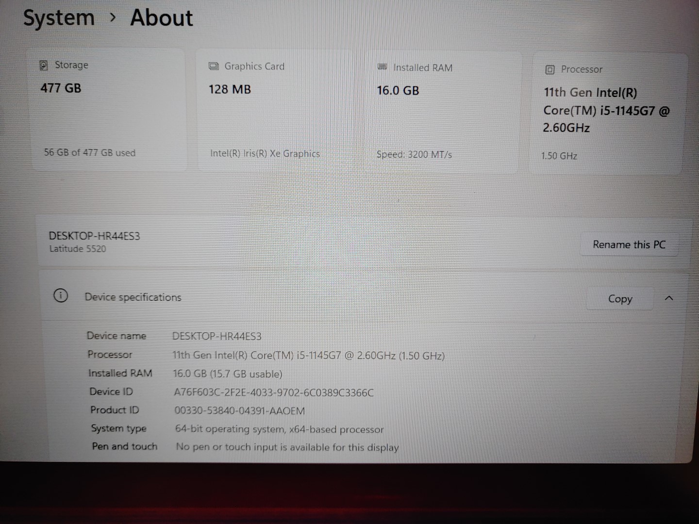 Dell Latitude 5520 15.6" Intel i5-1145G7✔16GB✔512GB SSD✔Win11Pro✔*NO A/C***READ* - Image 11