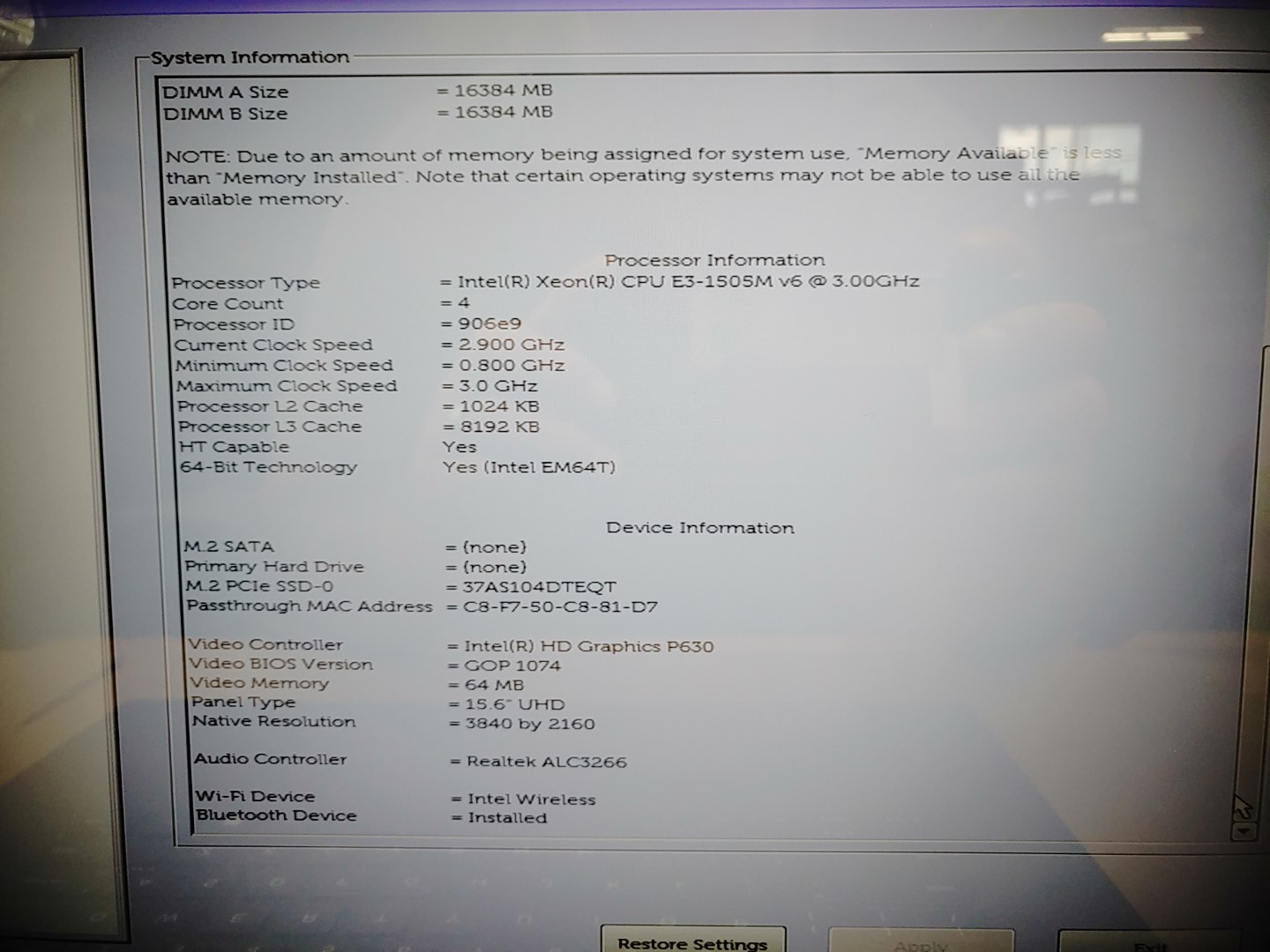 Dell Precision 5520 15.6" Xeon-E3-1505 v6✔32GB✔512GB✔M1200✔*NO OS/NO AC* *READ** - Image 11