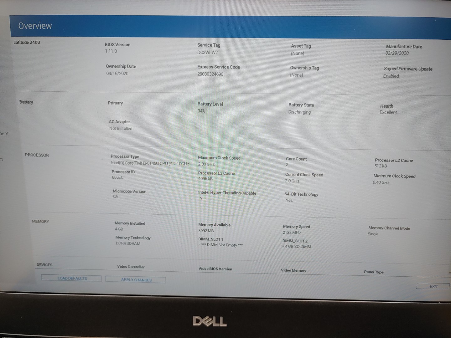 Dell Latitude 3400 14-inch Touch Intel i3-8145U✔ *NO RAM/ NO SSD/ NO AC* *READ* - Image 11