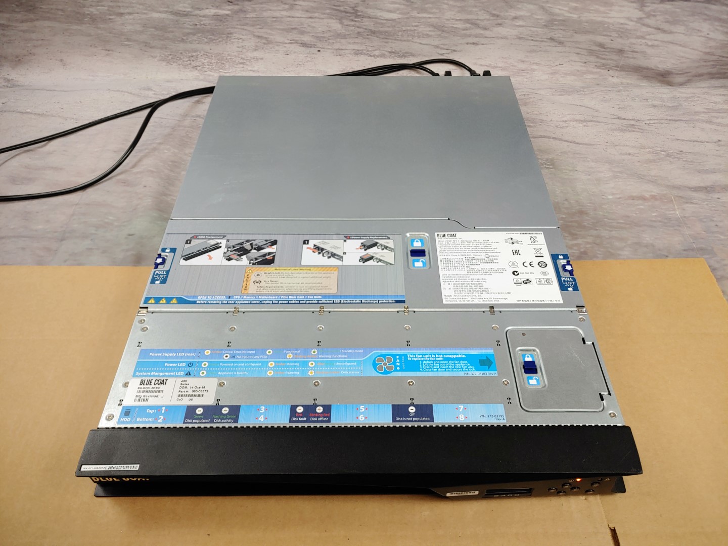 BLUE COAT 400-SERIES SG-S400-30-SU 080-03573 SECURITY APPLIANCE *NO HARD DRIVES* - Image 4