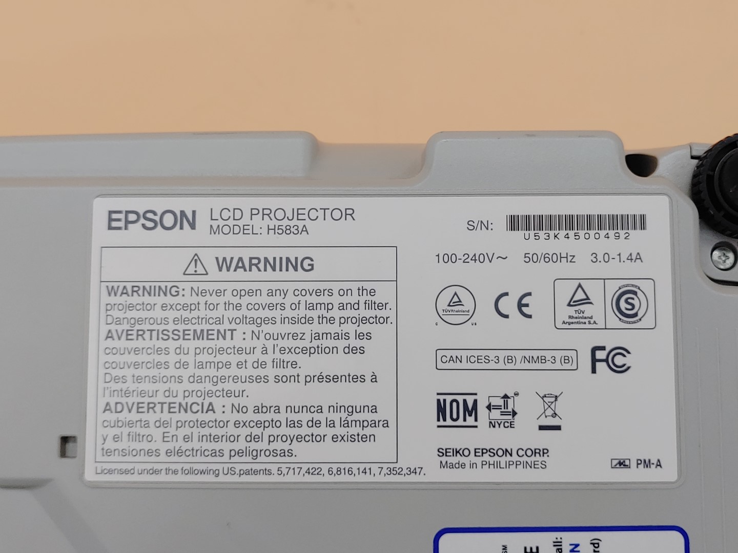 Epson PowerLite 965 H583A XGA 3LCD HDMI 3,500 ANSI Lumen Projector (4342 HOURS) - Image 9