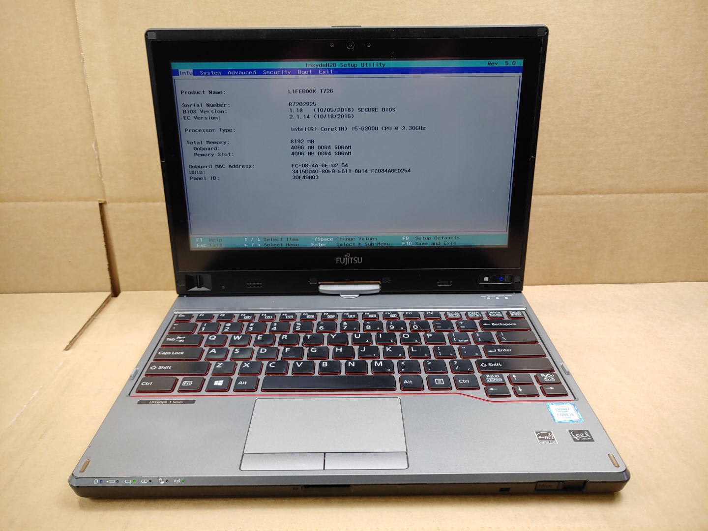 FUJITSU LIFEBOOK T726 12.5" Touch Intel i5-6200U✔8GB✔128GB✔ *NO OS/NO AC* *READ*