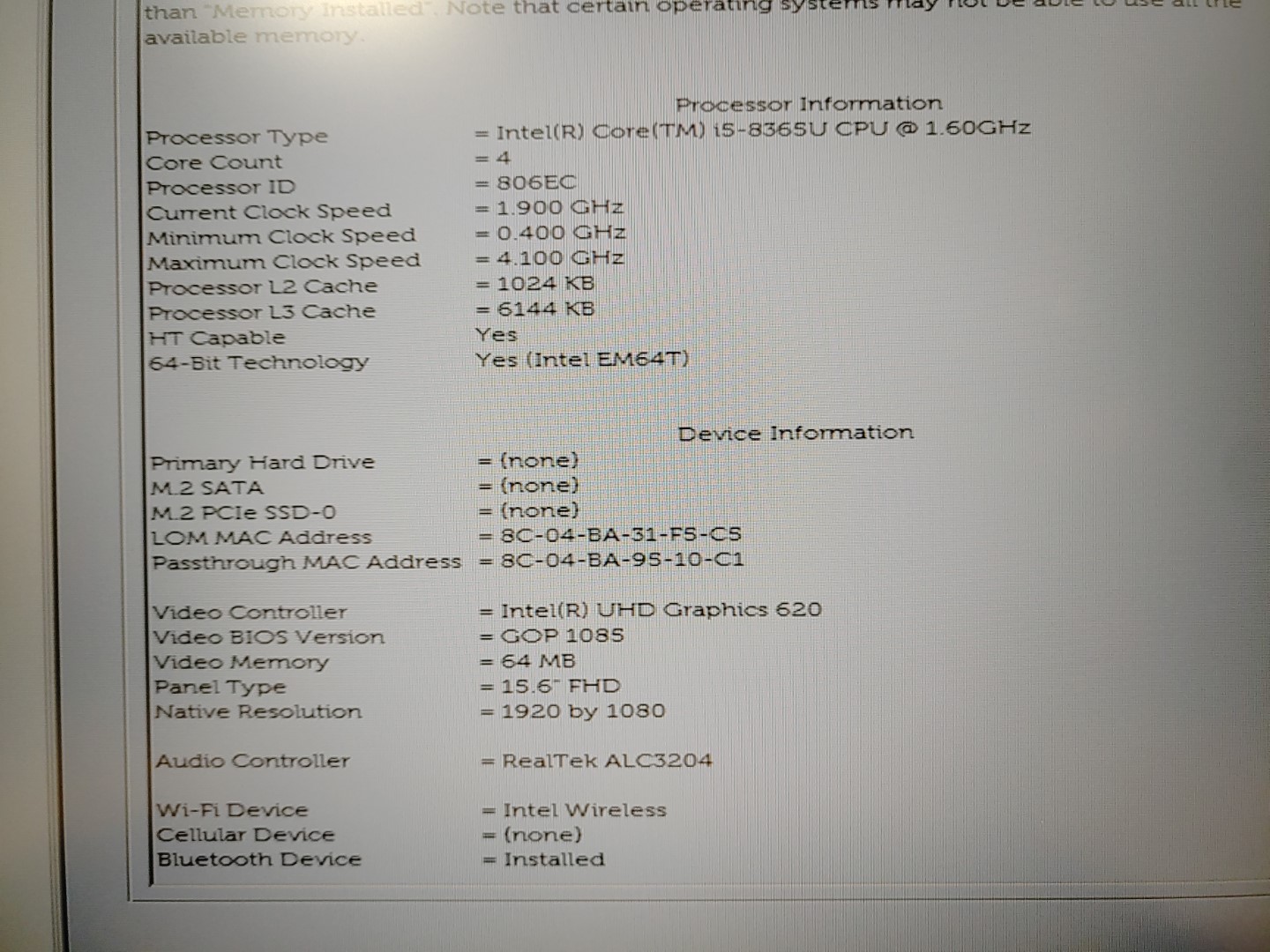 Dell Latitude 5500 15.6" Intel i5-8365U✔ *NO SSD/NO RAM/NO BATT/NO AC* *READ* - Image 11