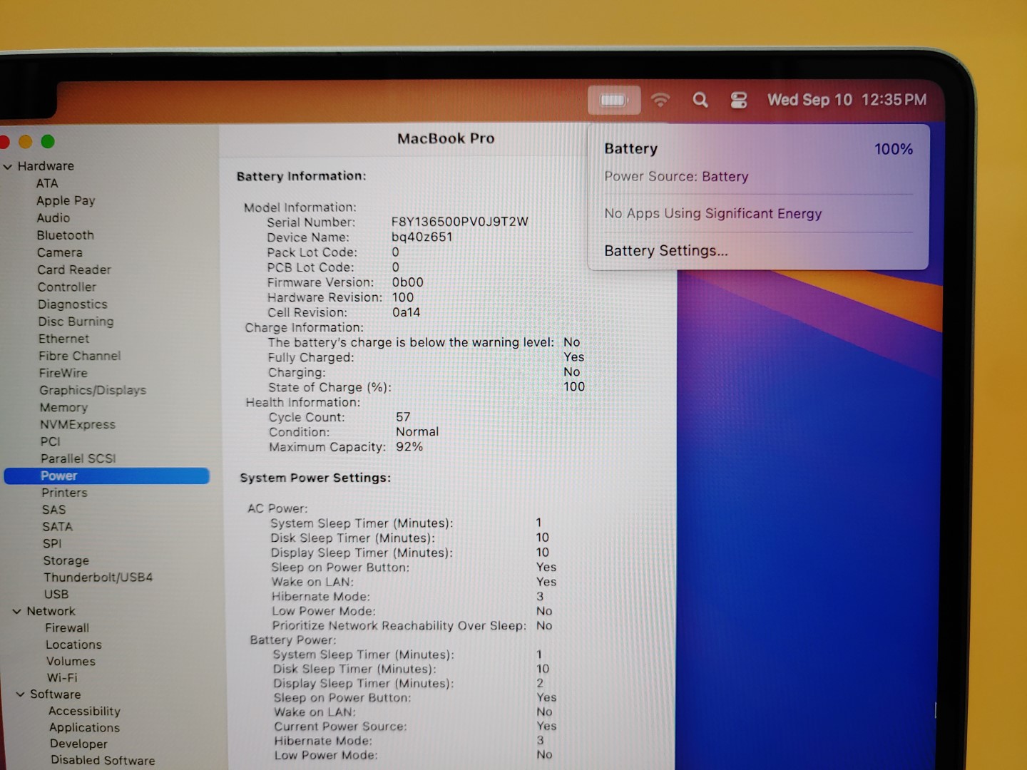 Apple MacBook Pro 16" 2021 M1 Pro✔16GB✔512GB✔Sequoia✔ *NO A/C* **BAR IN SCREEN** - Image 11
