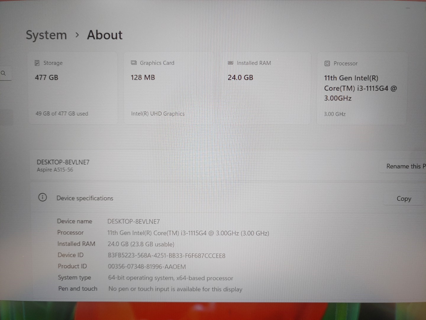 Acer Aspire 5 A515-56 15.6" Intel i3-1115G4✔24GB RAM✔512GB NVMe✔Win11✔ *NO A/C* - Image 8