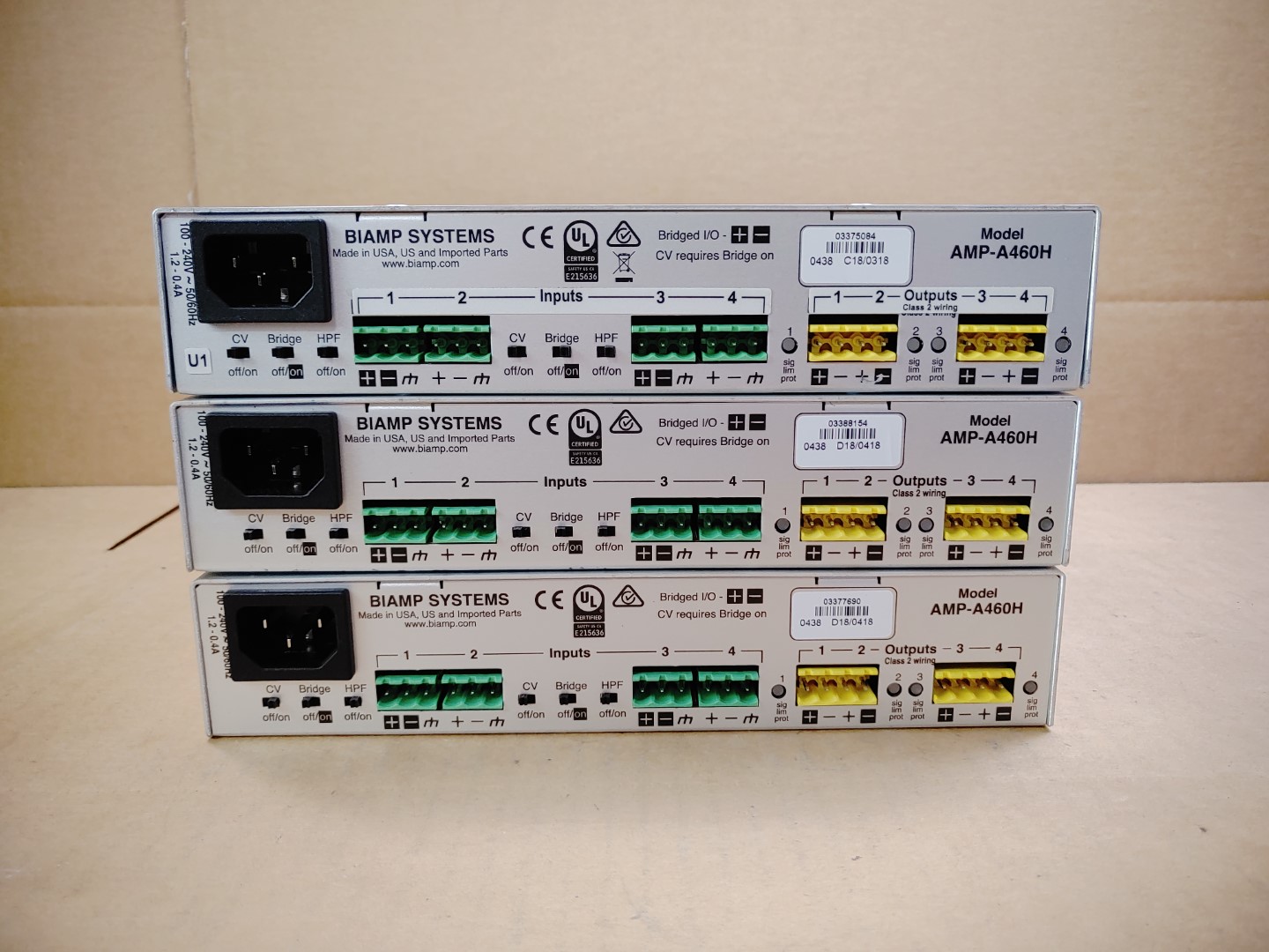 LOT of (3) Biamp AMP-A460H 4-Channel 60W Power Amplifier *UNTESTED/AS-IS* *READ* - Image 5