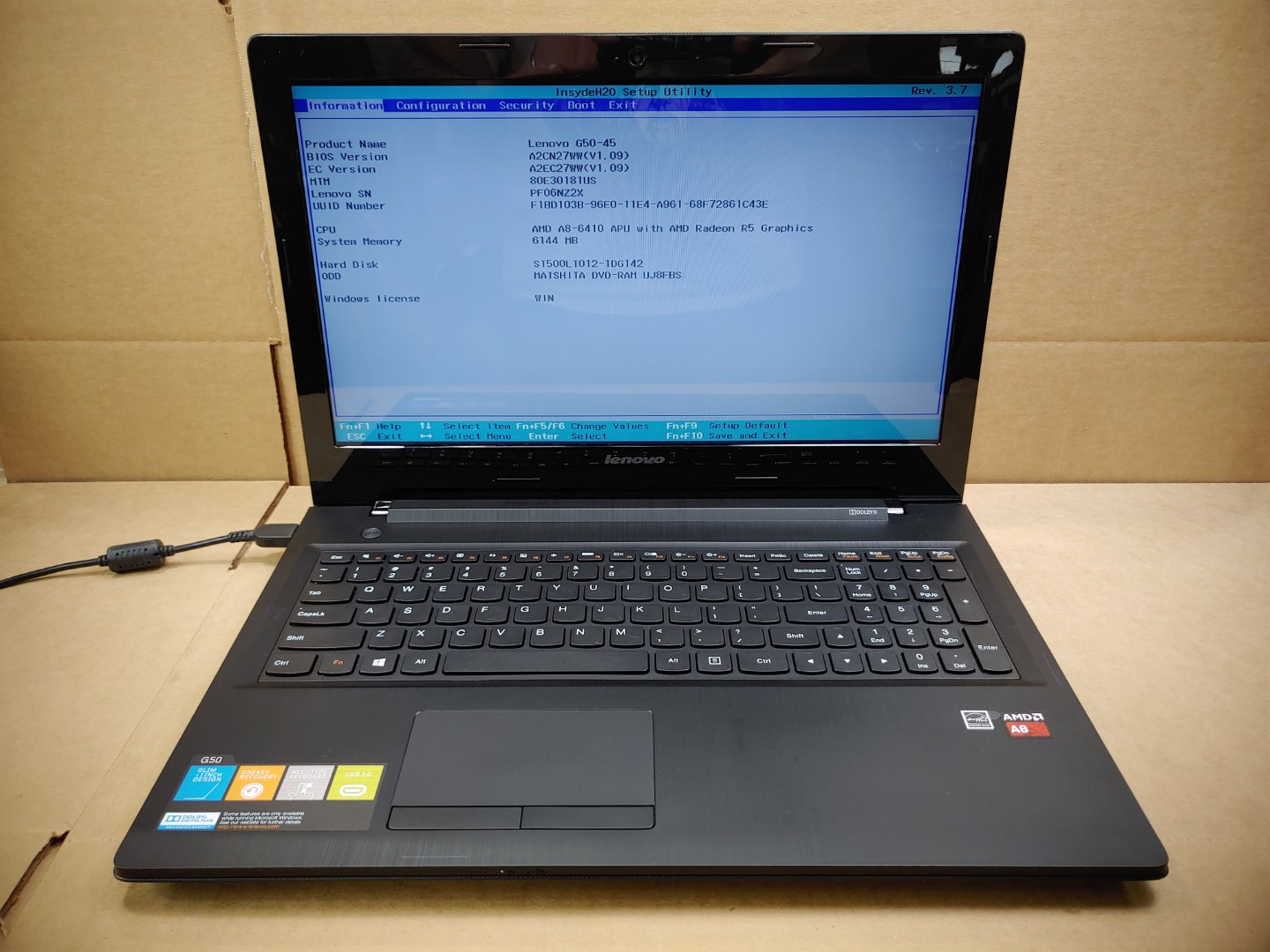 Lenovo G50-45 15.6" AMD A8-6410✔6GB RAM✔500GB HDD✔ *NO OS/NO AC* *BAD BATTERY*