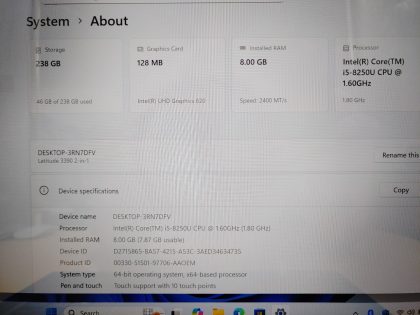 Dell Latitude 3390 2-in-1 13.3" Touch i5-8250U✔8GB✔256GB✔Win11✔ *NO A/C* *READ** - Image 10